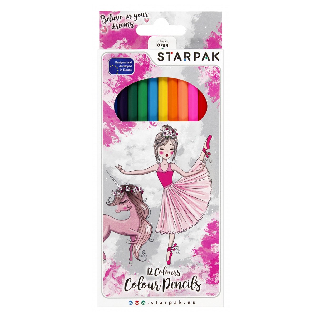 Set creioane colorate Starpak, Balerina, 12 culori balerina imagine 2022 protejamcopilaria.ro
