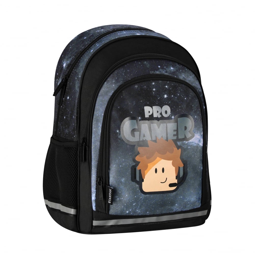 Ghiozdan pentru scoala cu un compartiment si buzunare frontale, Starpak, Blox, Pro Gamer