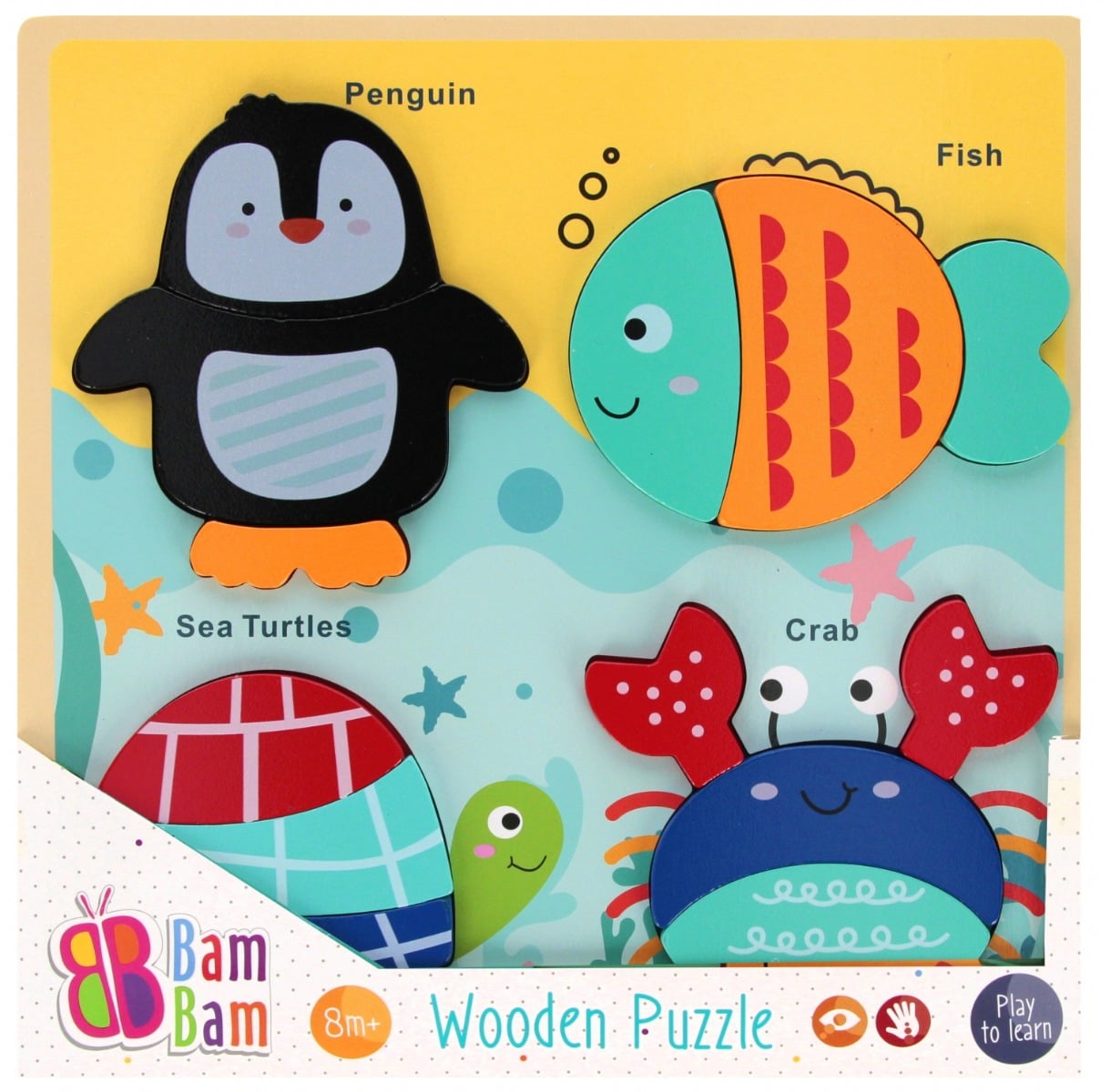 Puzzle de lemn, BamBam, Animale subacvatice