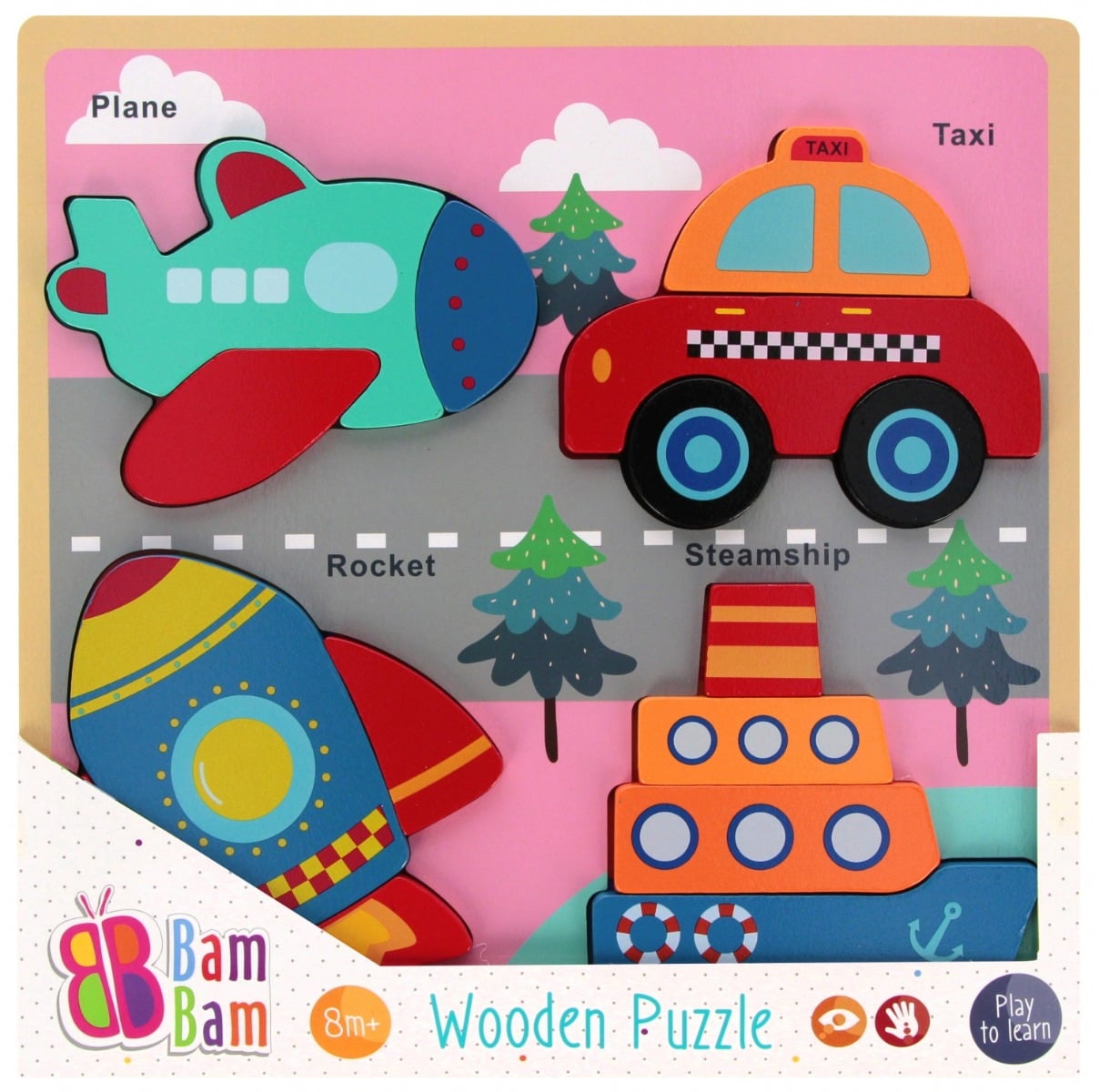 Puzzle de lemn, BamBam, Vehicule