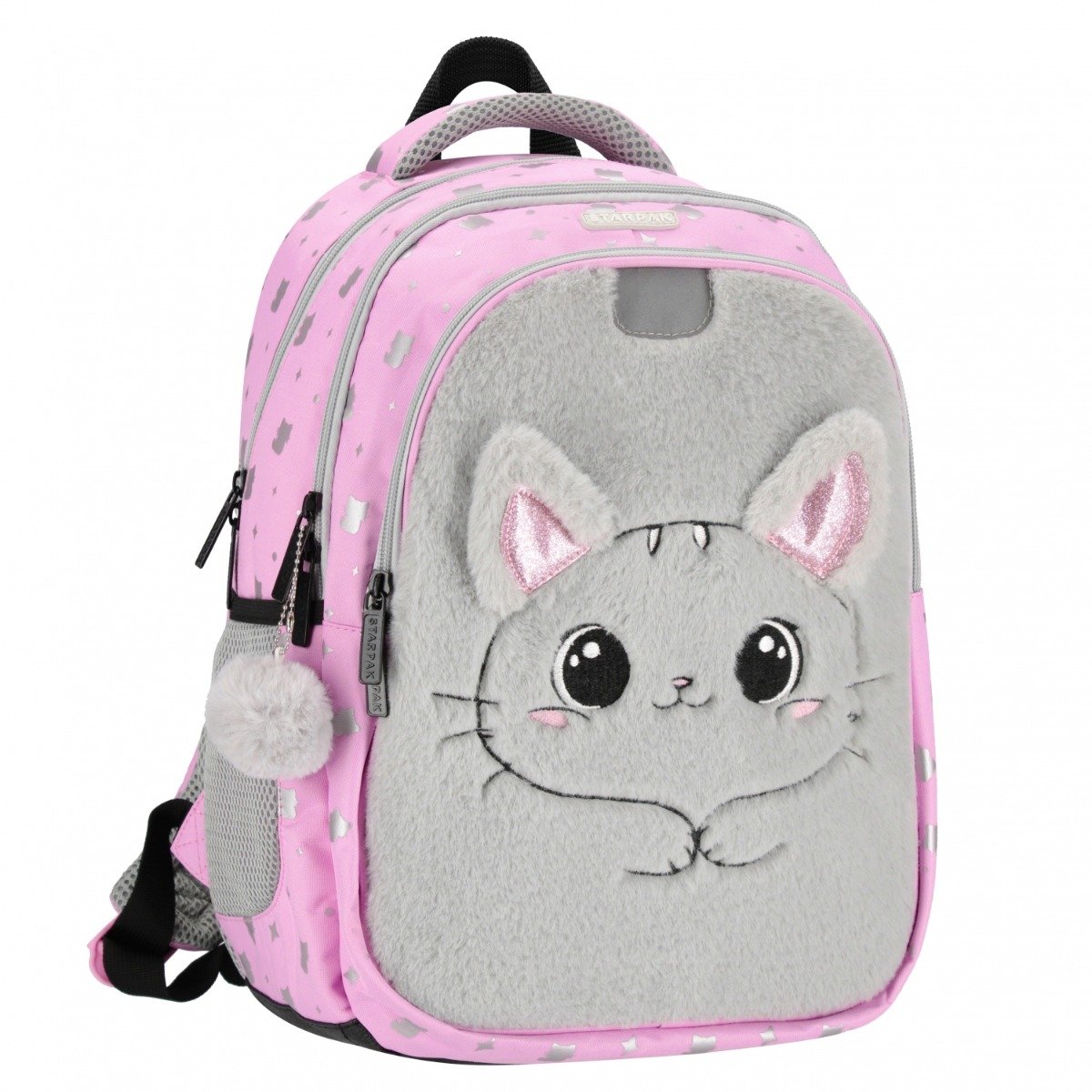 Ghiozdan pentru scoala cu un compartiment si buzunare, Starpak, Kitty Plush