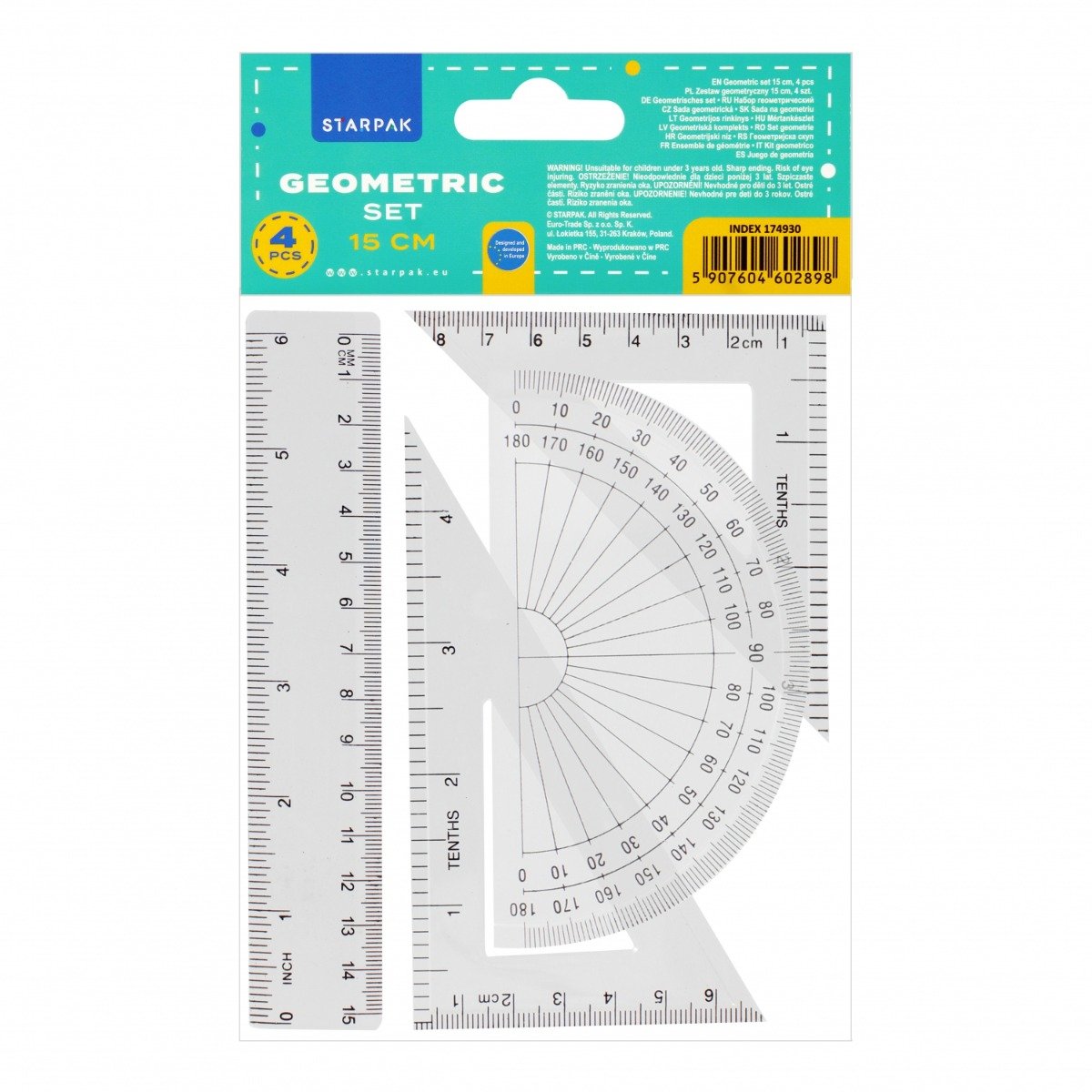 Set geometrie, Starpak, 15 cm, 4 buc