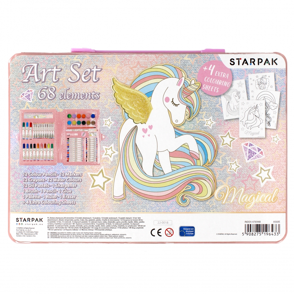 Set pentru desenat Starpak, Unicorn, 68 piese Desen imagine noua responsabilitatesociala.ro