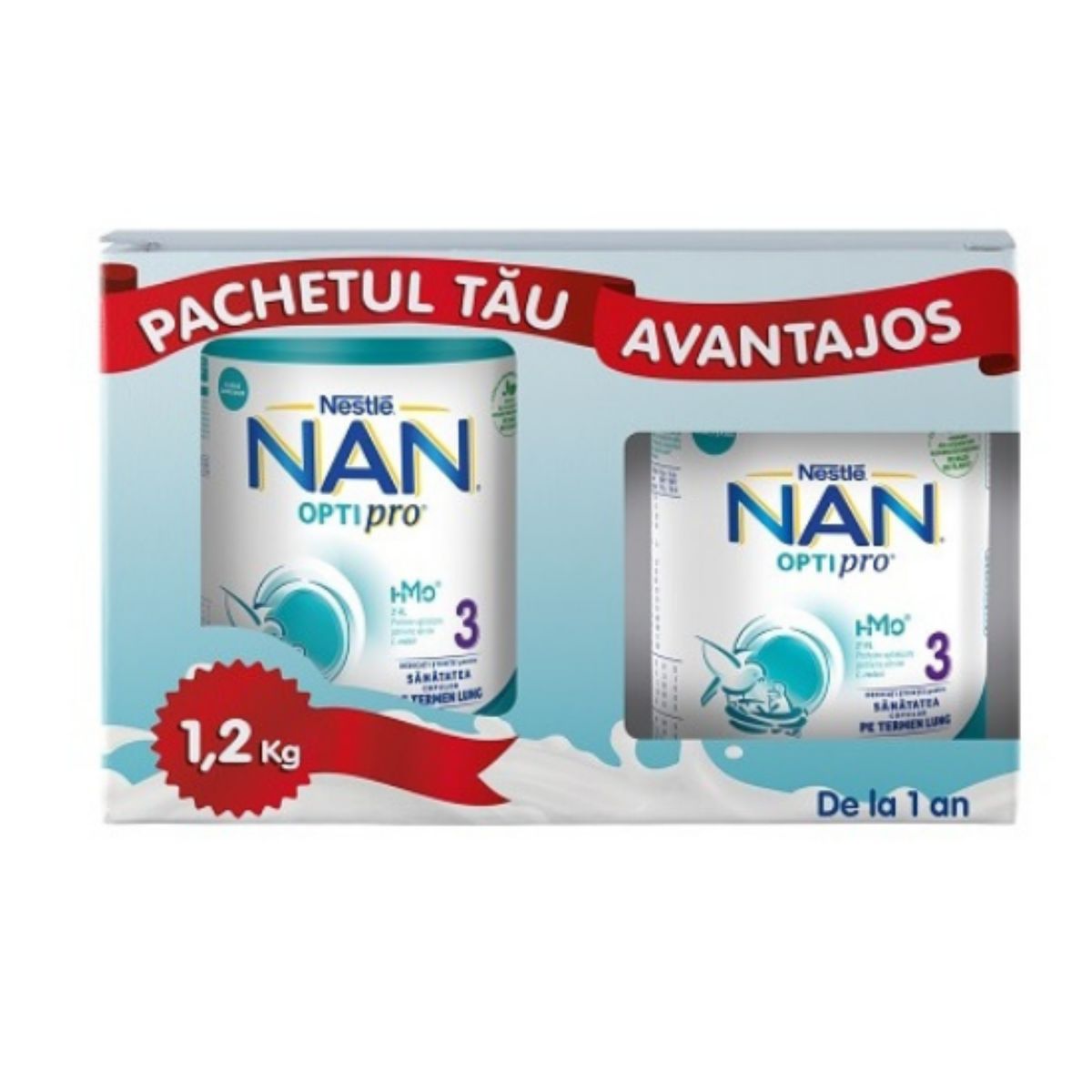 Pachet lapte praf, Nestle, NAN 3 Optipro, 800 g + 400 g Nestle imagine noua responsabilitatesociala.ro