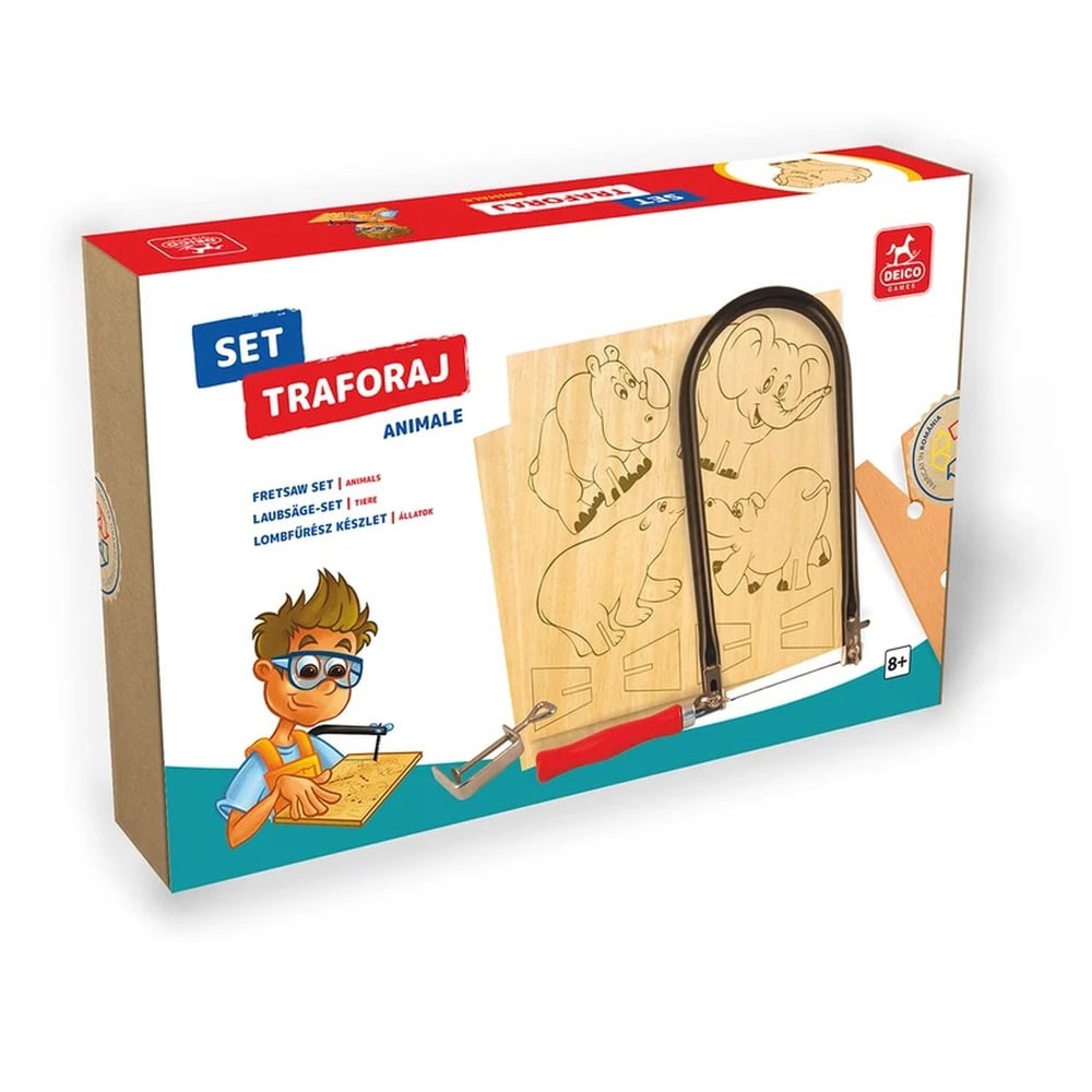 Set de traforaj, Deico Games, cu foi de placaj, cu figuri imprimate