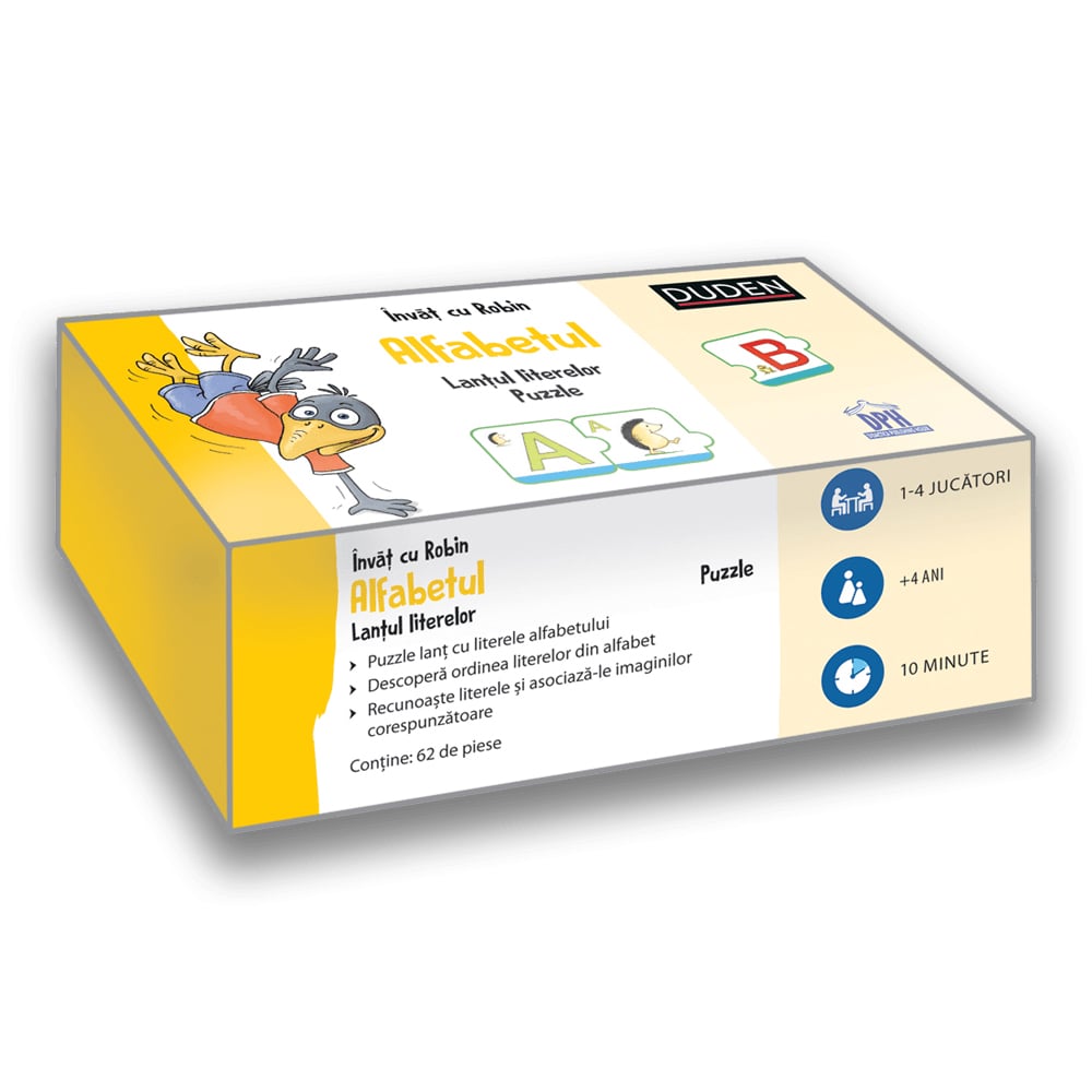 Invat cu robin alfabetul - lantul literelor puzzle, editura dph