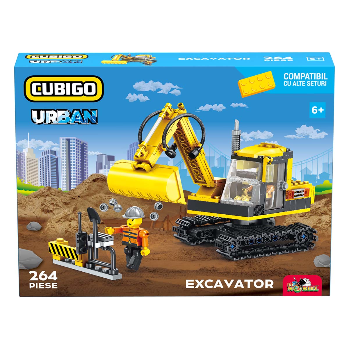 Set de constructie, Cubigo Urban, Excavator, 264 piese
