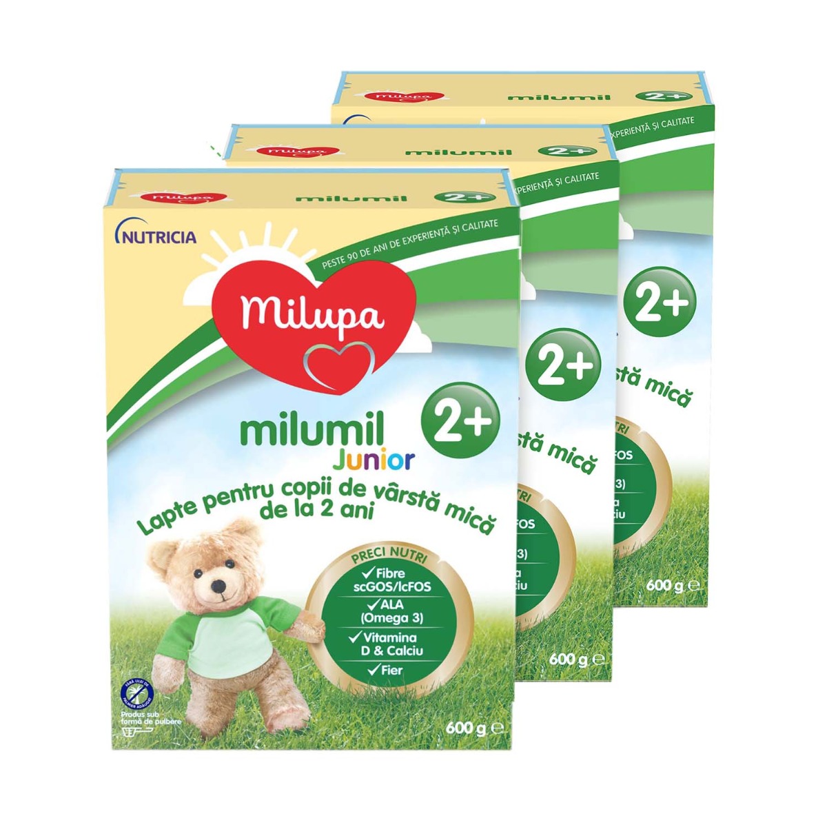 Lapte praf Milupa Trio Pack, Milumil Junior 2+, 600 gr, 24 luni+ Milupa