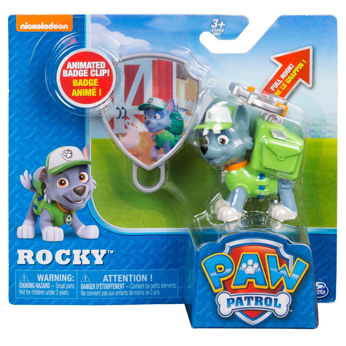 Figurina si insigna Paw Patrol - Rocky (20093670)