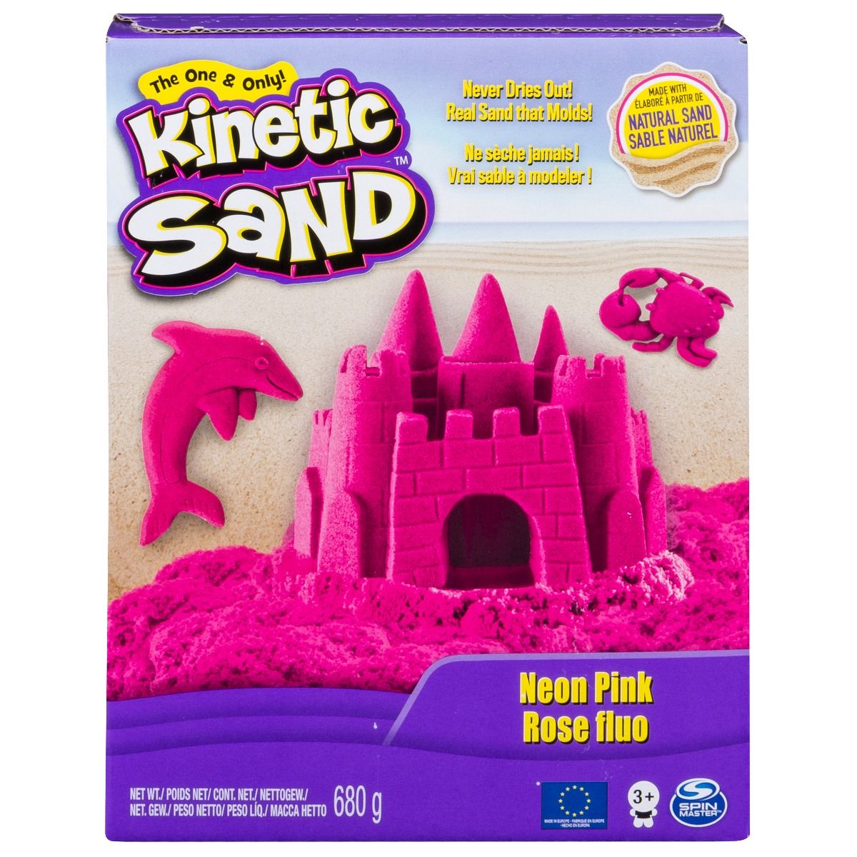 Nisip colorat Kinetic Sand, Roz Neon, 680g