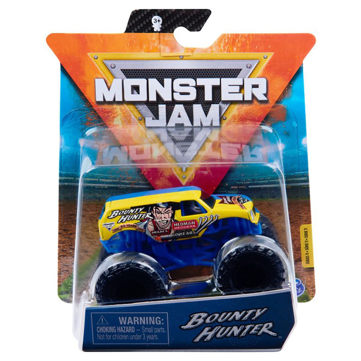 Masinuta monster jam, scara 1:64, bounty hunter, albastru