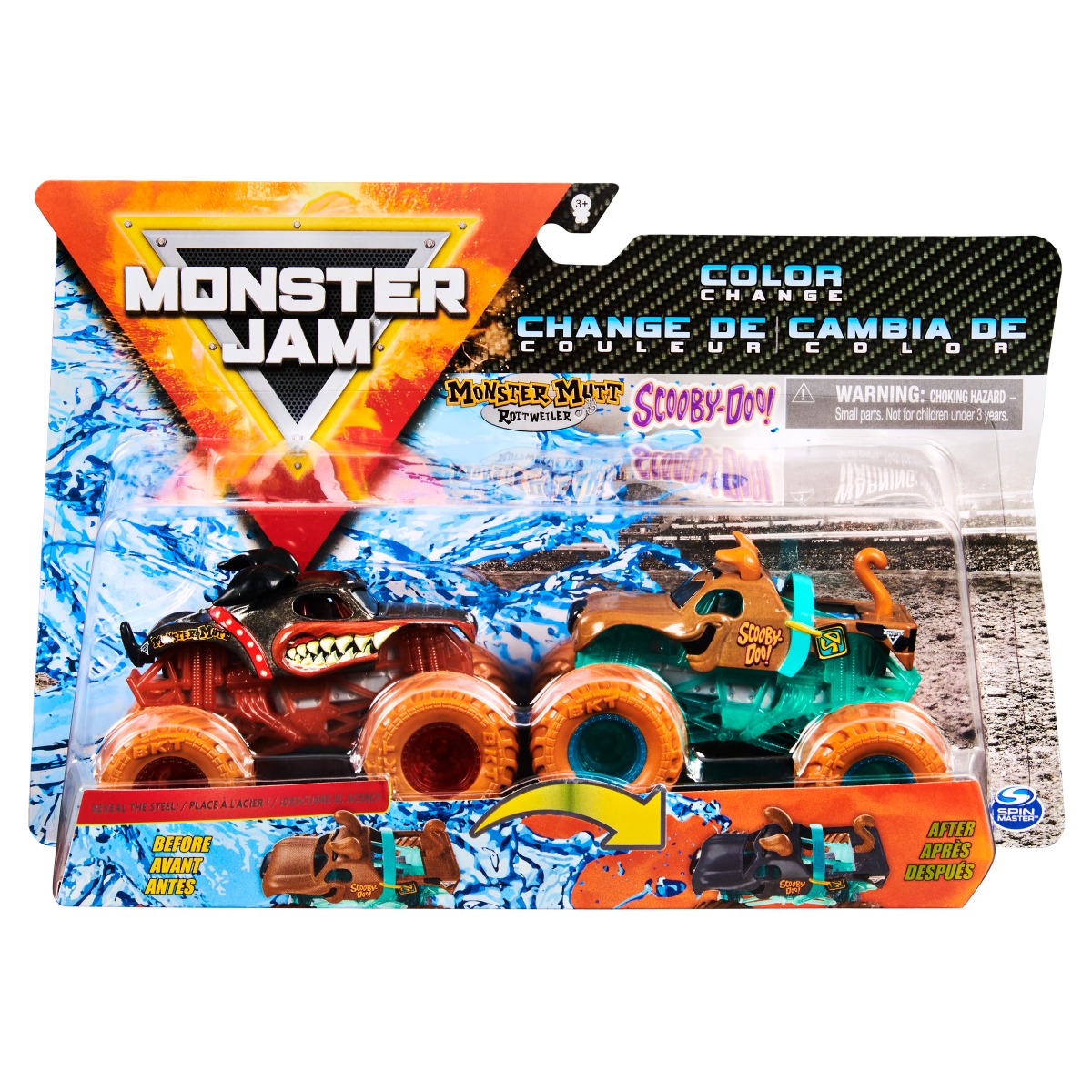 Set 2 masini Monster Jam, Scara 1:64, Monster Mutt si Scooby Doo