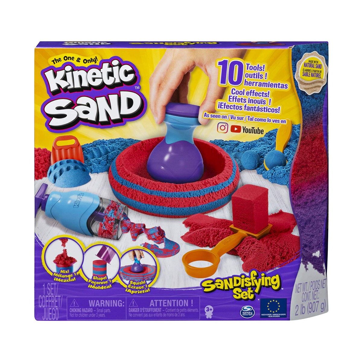 Set Sandtastic Kinetic Sand cu 10 accesorii si nisip Kinetic Sand imagine noua