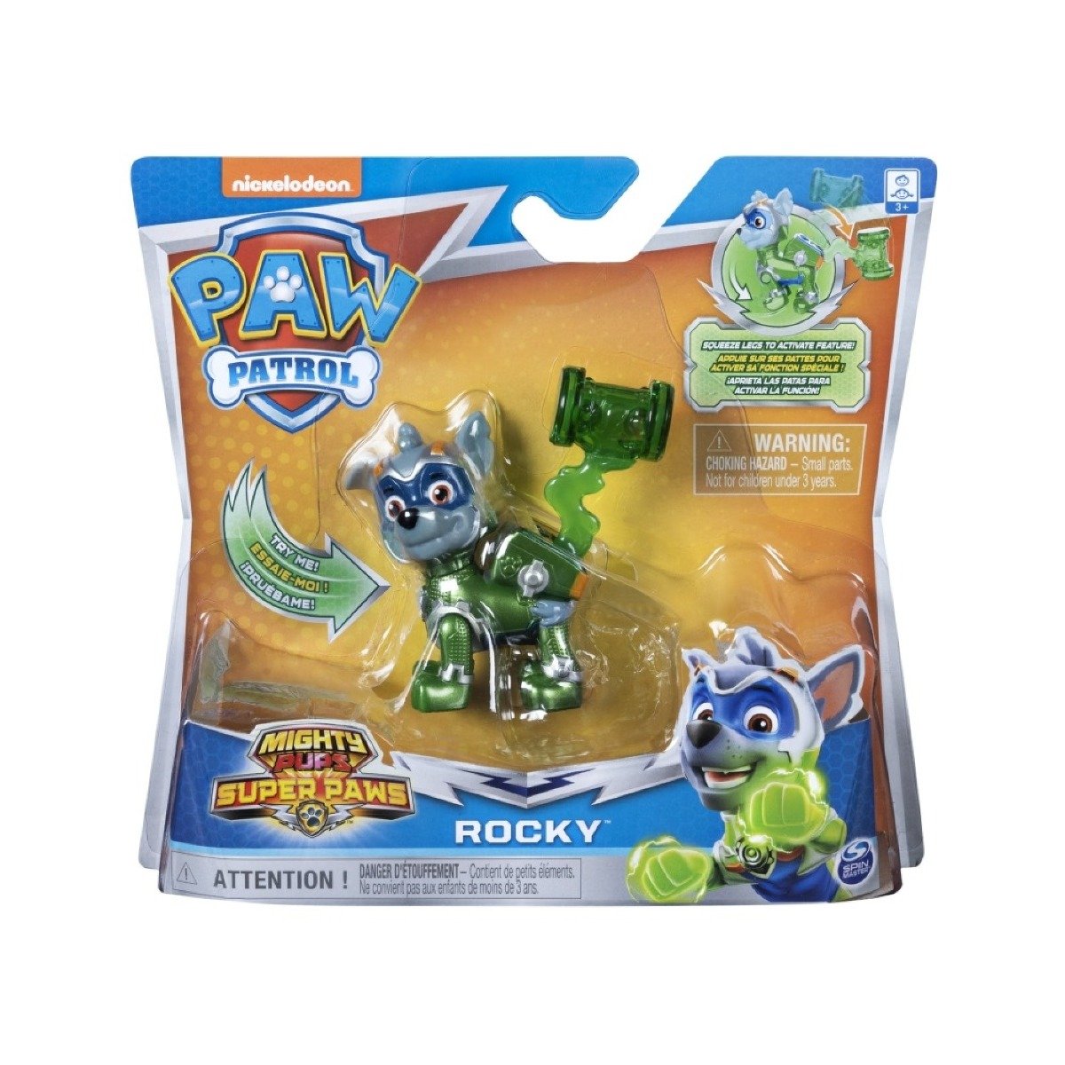 Figurina Paw Patrol Mighty Pups Super Paws, Rocky 20114288