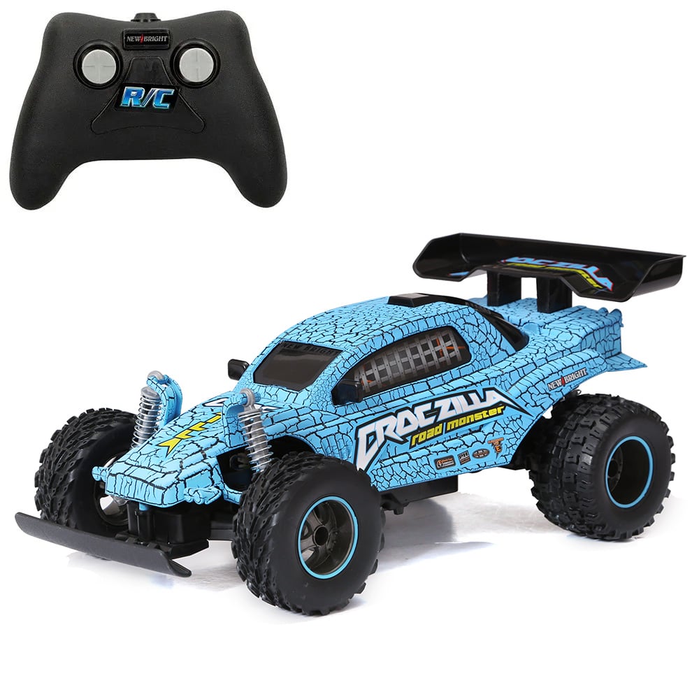 Masina cu telecomanda, New Bright, Road Monster, CrocZilla, 1:16, Blue