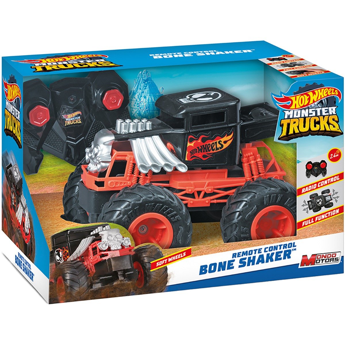 Masina cu telecomanda Hot Wheels Monster Trucks, Bone Shaker
