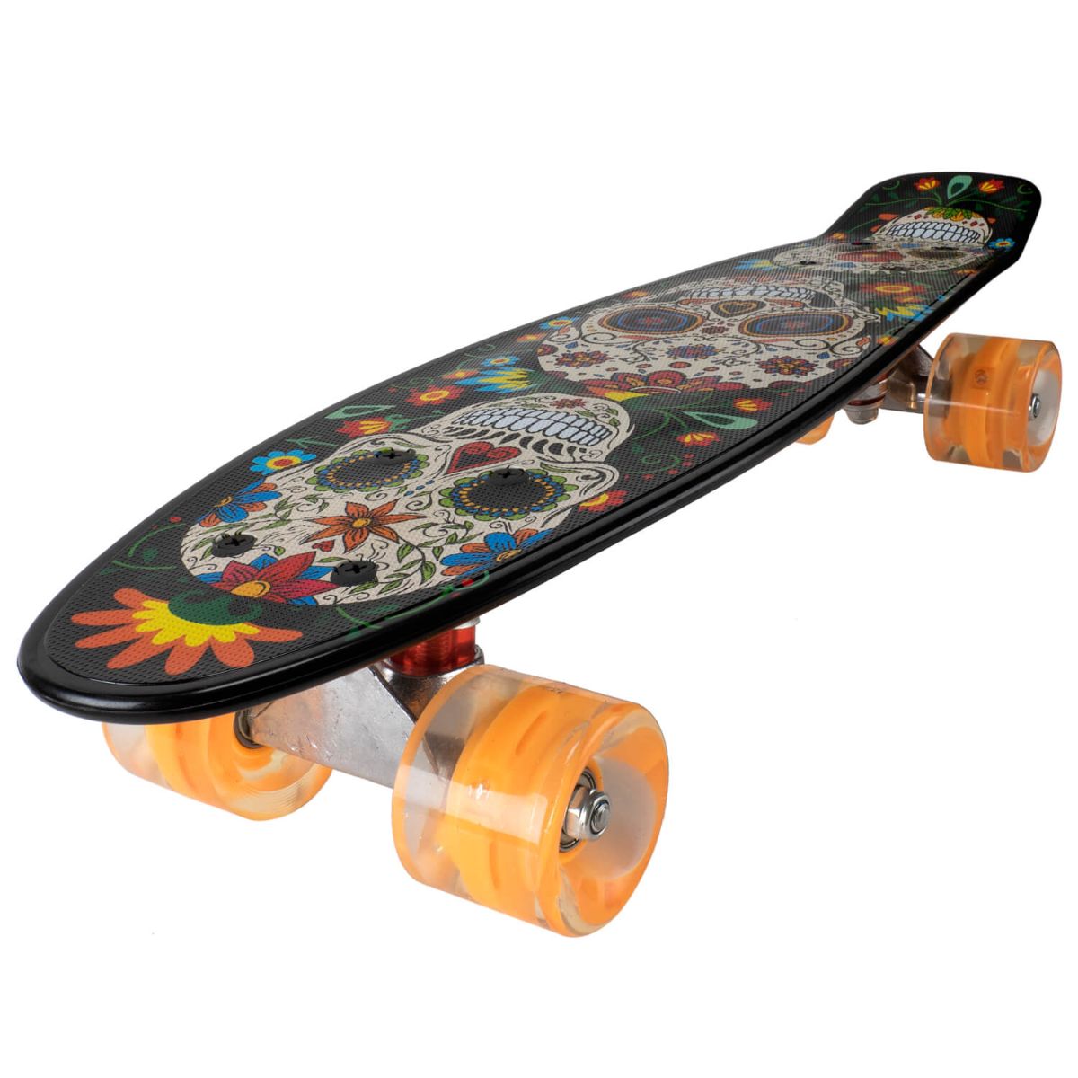 Penny board Action One, Cu roti luminoase, 22 cm, ABEC-7 PU, Aluminium 90 kg, Santa Muerte Role si skateboard imagine 2022