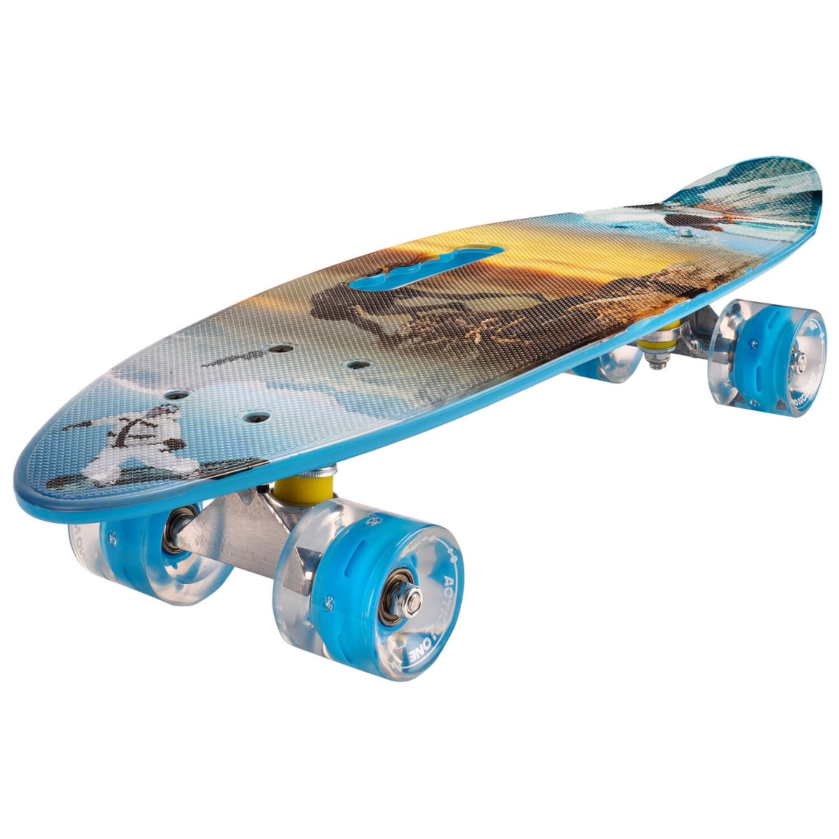 Penny board portabil Action One, ABEC-7 PU, Aluminiu, Truck happy seaside Role si skateboard imagine 2022