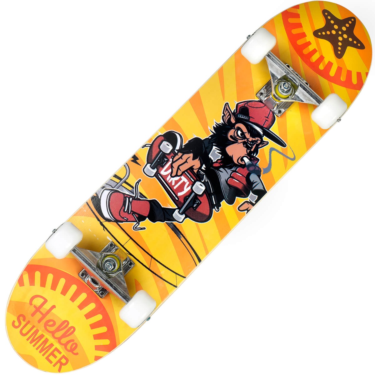 Skateboard Action One, ABEC-7 Aluminiu, 79 x 20 cm, Multicolor Monkey ABEC-7