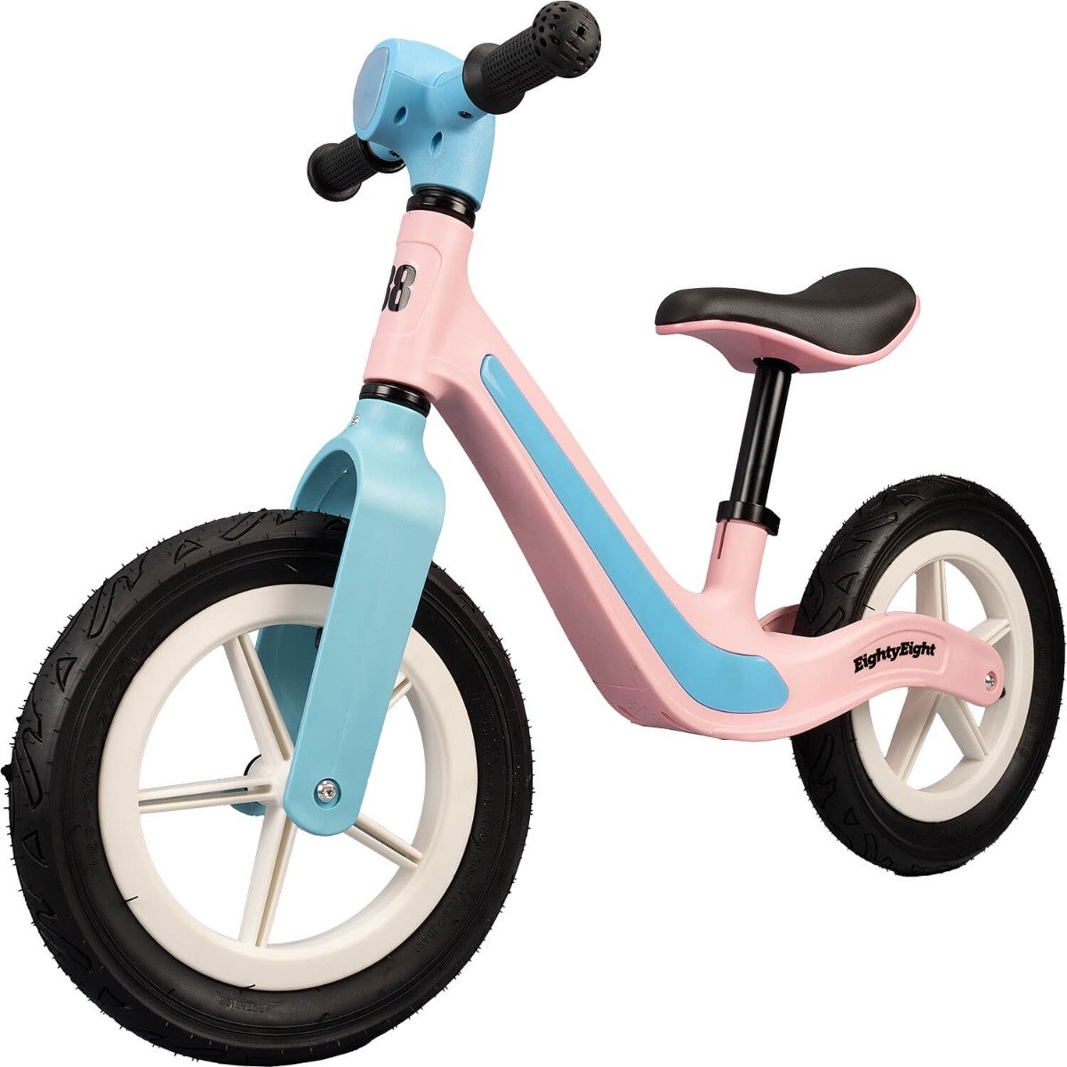 Bicicleta fara pedale cu lumini si muzica, Action One Toddler, roti gonflabile de cauciuc, 12 inch, Roz