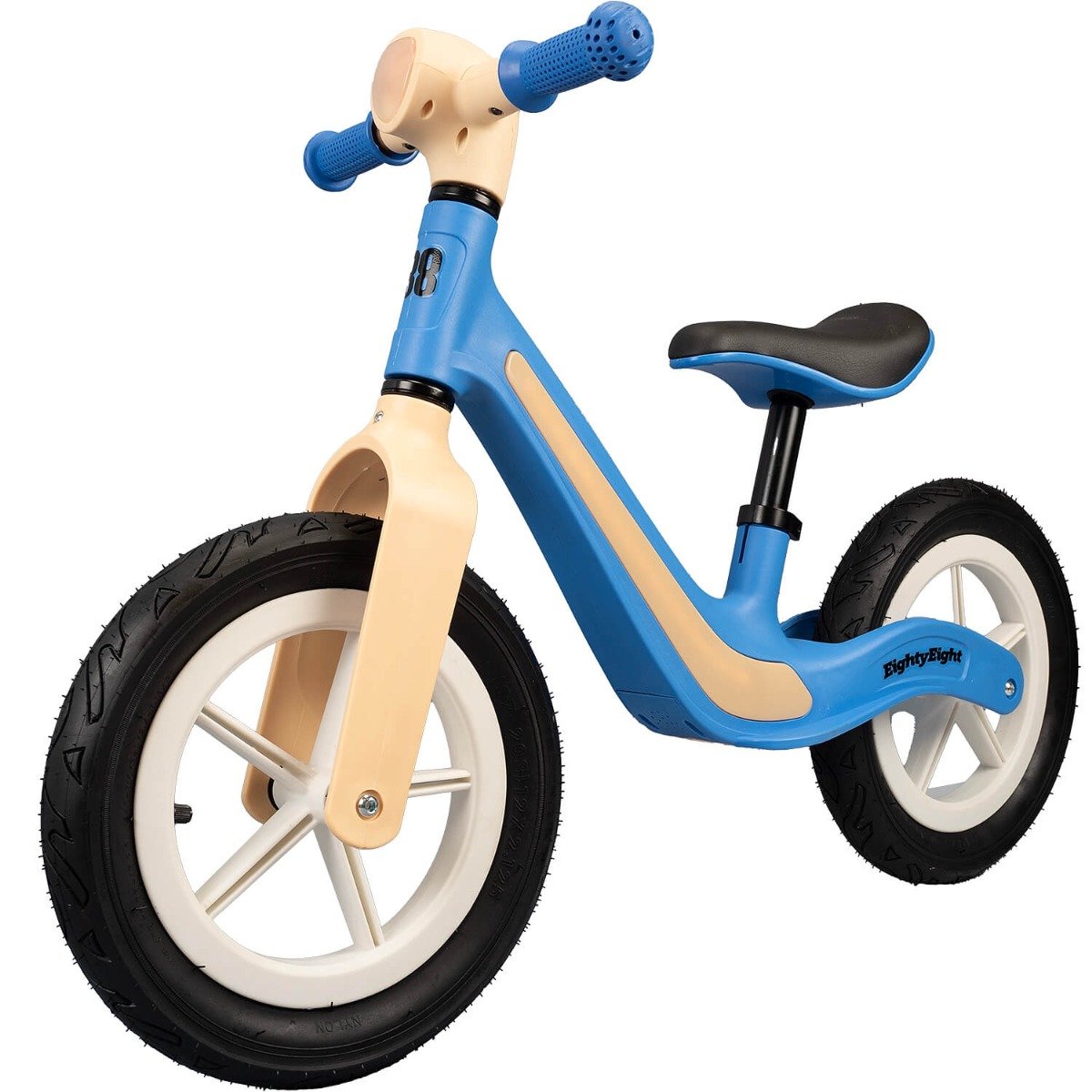 Bicicleta fara pedale cu lumini si muzica, Action One Toddler, roti gonflabile de cauciuc, 12 inch, Blue