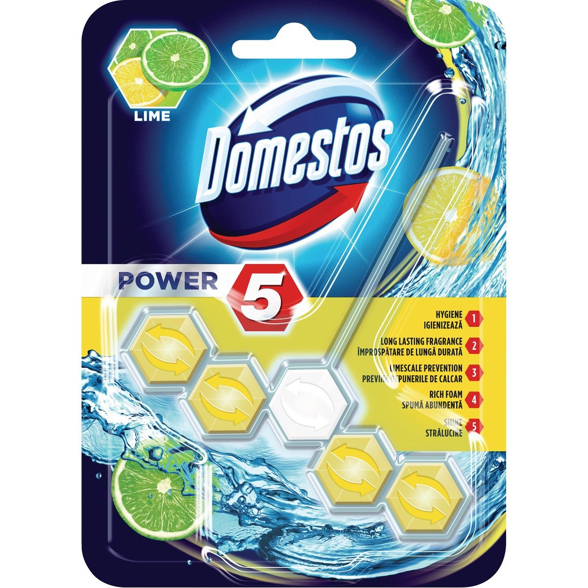 Odorizant de toaleta Domestos Power 5 Lime, 55 g imagine