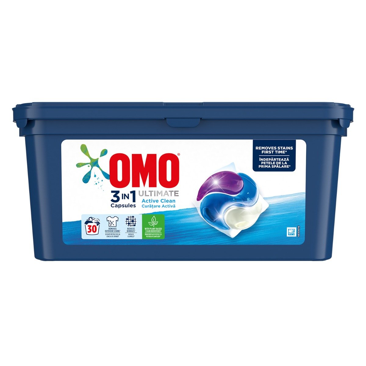 Detergent omo ultimate trio caps active clean, 30 capsule