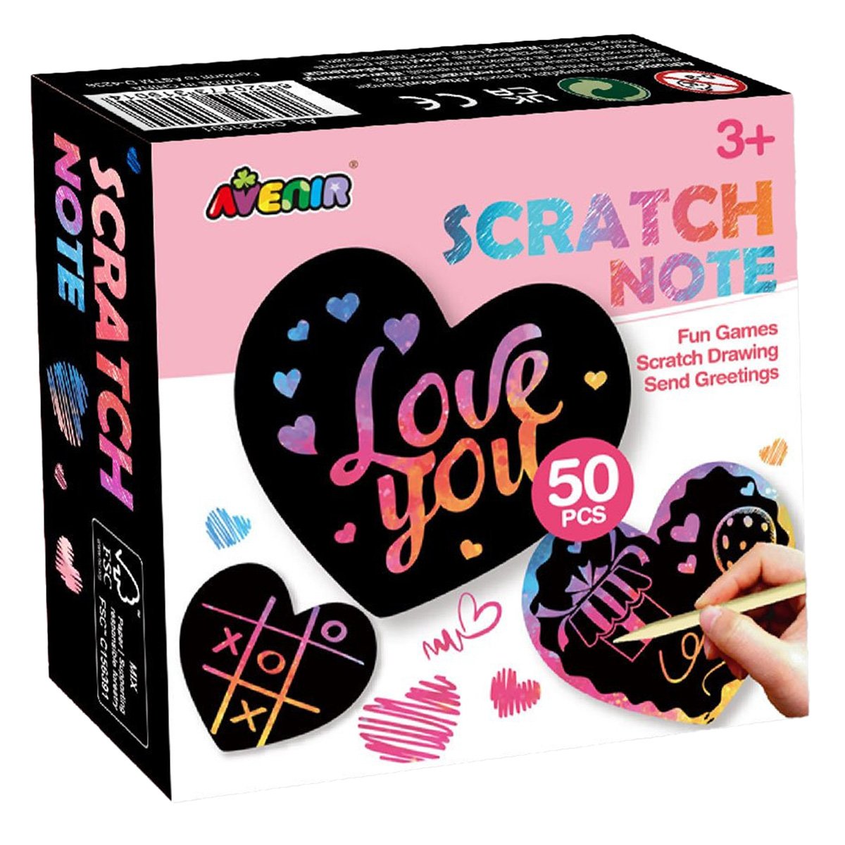 Set de razuit, Avenir,  Scratch Notes in forma de inima, 50 de cartonase