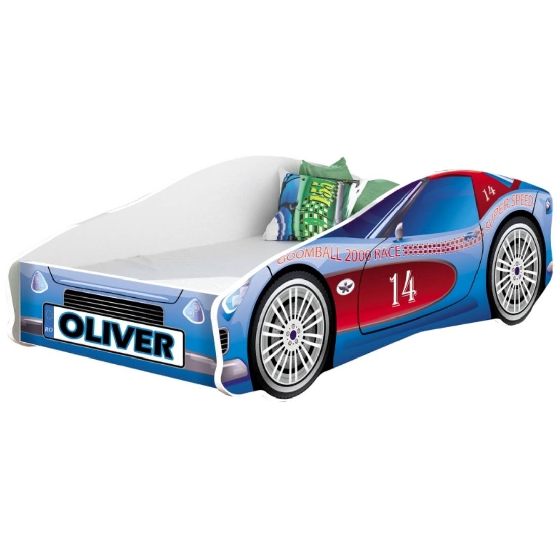 Pat tineret mykids race car 02 blue, somiera 160x80 cm