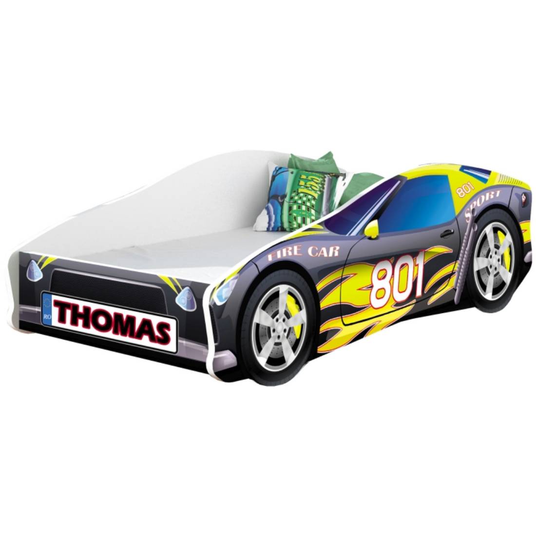 Pat tineret mykids race car 06 black, somiera 140x70 cm
