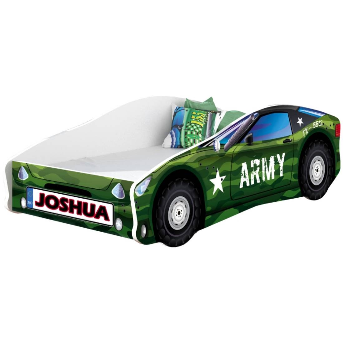 Pat tineret mykids race car 07 army, somiera 160x80 cm
