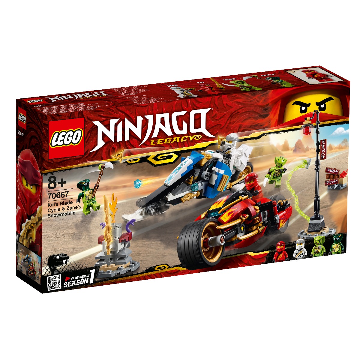 LEGO® Ninjago - Vehiculele lui Kai si Zane - Motociclete Blade si snowmobilul (70667)