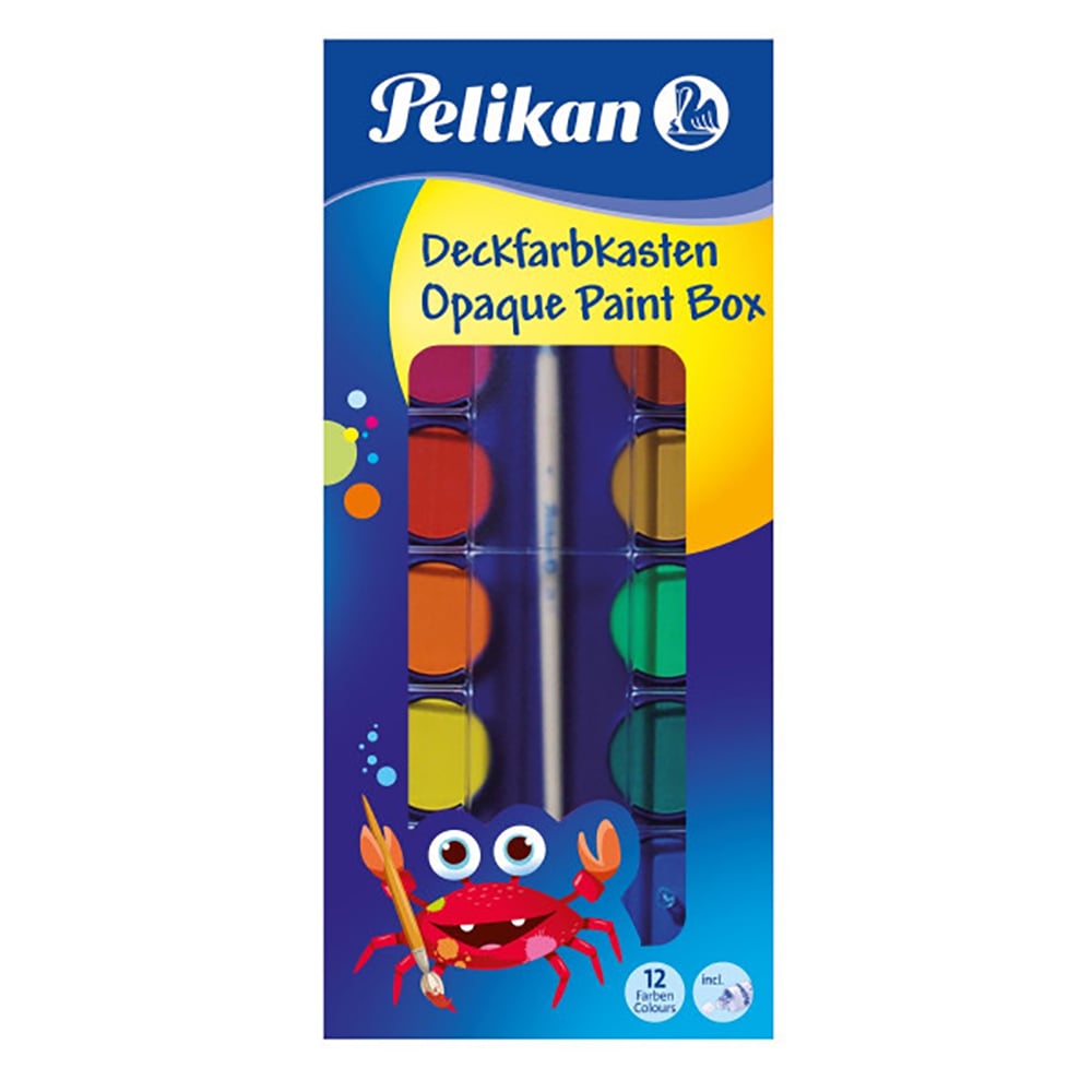Acuarele, pensula si tub alb de zinc Pelikan, 12 culori imagine