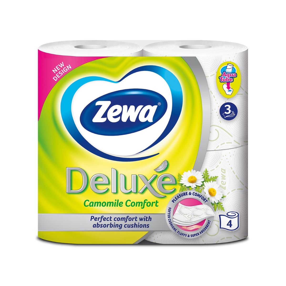Hartie igienica Zewa Deluxe Camomile Comfort, 3 straturi, 4 role noriel.ro