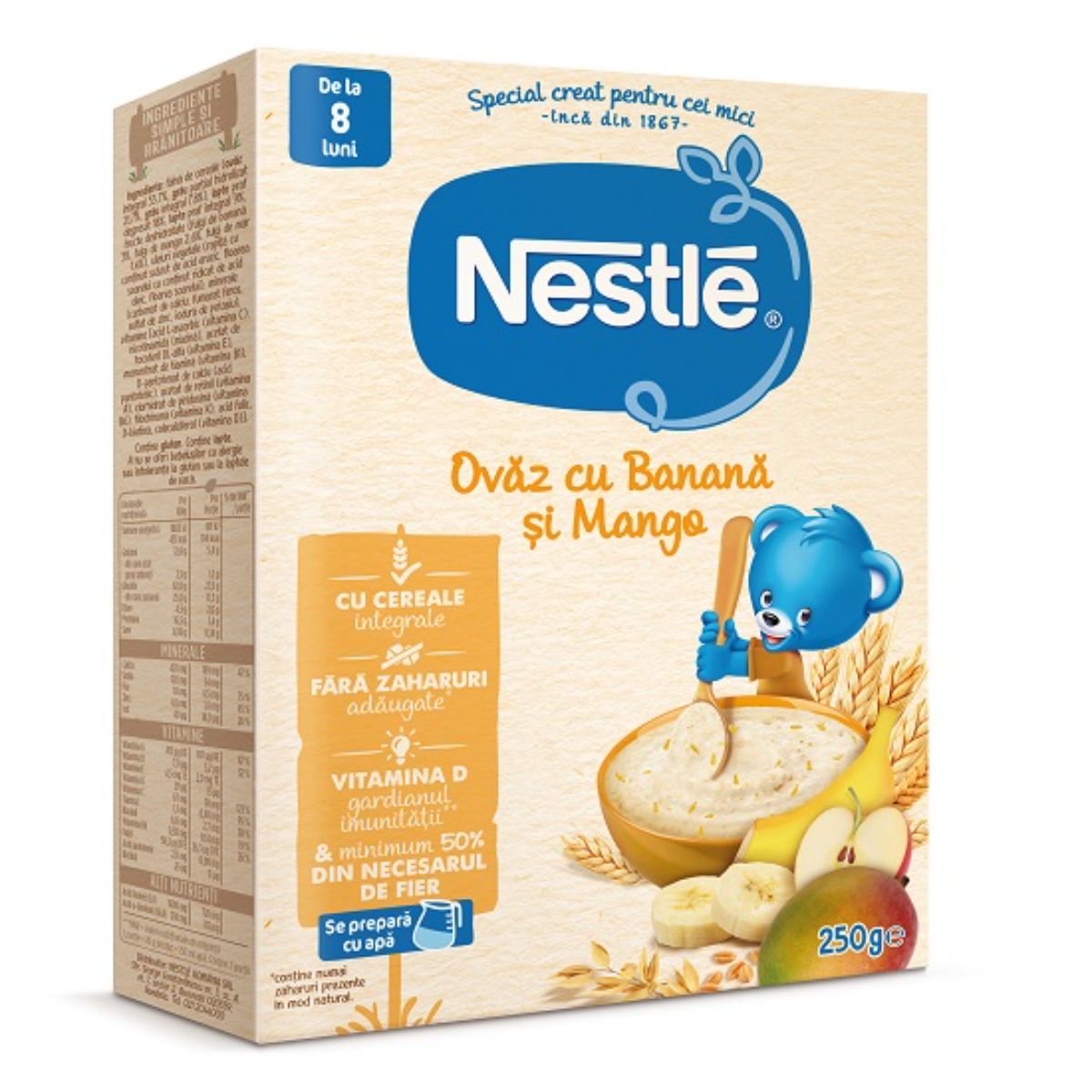 Cereale din ovaz cu banana si mango, Nestle, 250 g