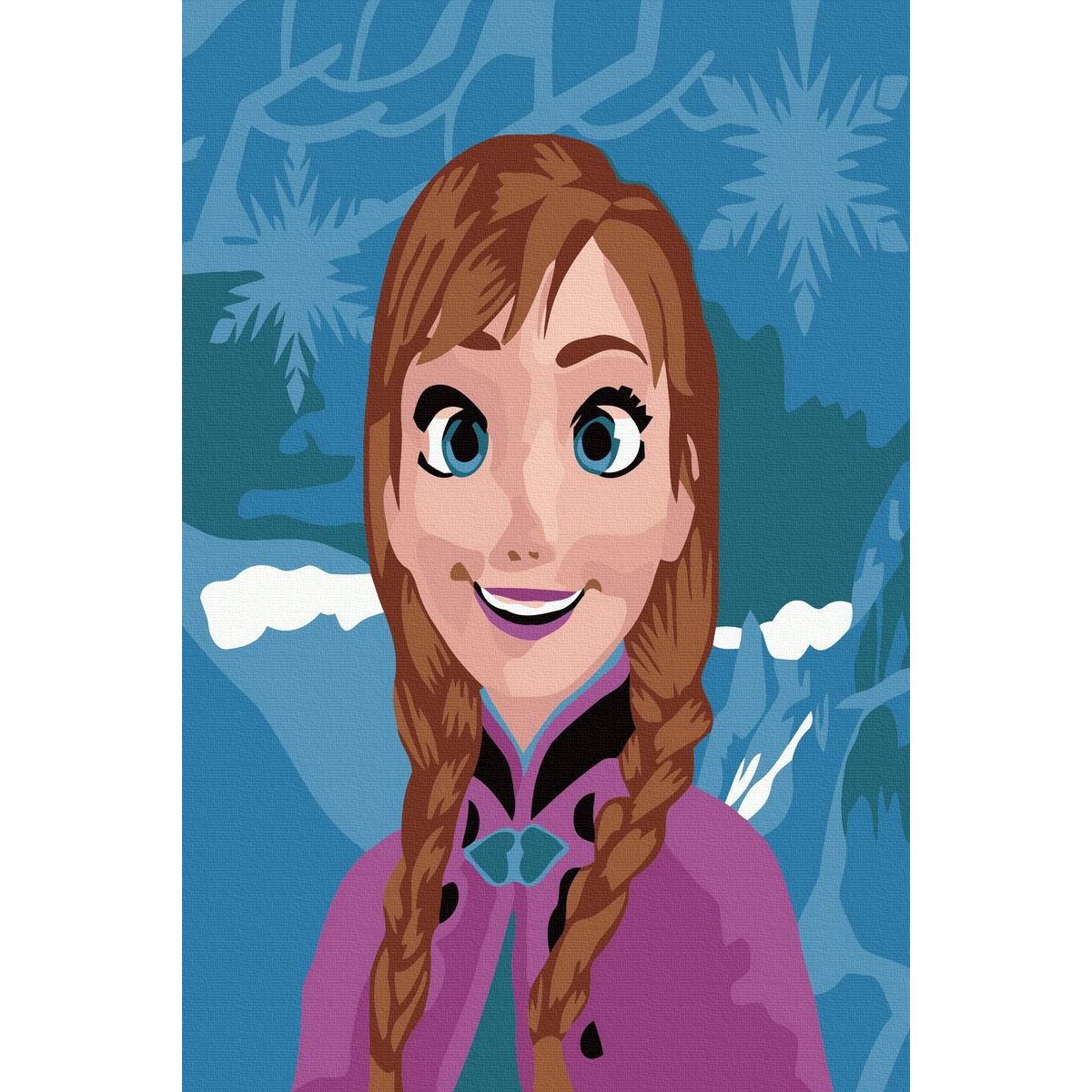 Set Acuarello, Pictura pe numere, Anna Frozen, cu rama din lemn, pensule si culori acrilice Acuarello