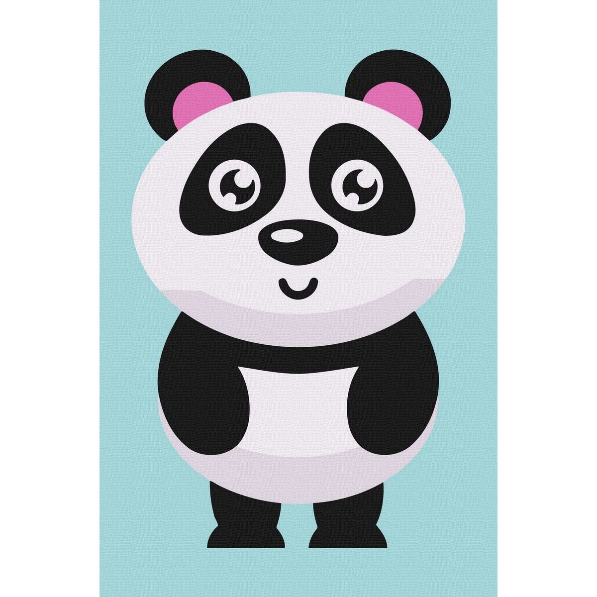Set Acuarello, Pictura pe numere, Ursul Panda, cu rama din lemn, pensule si culori acrilice