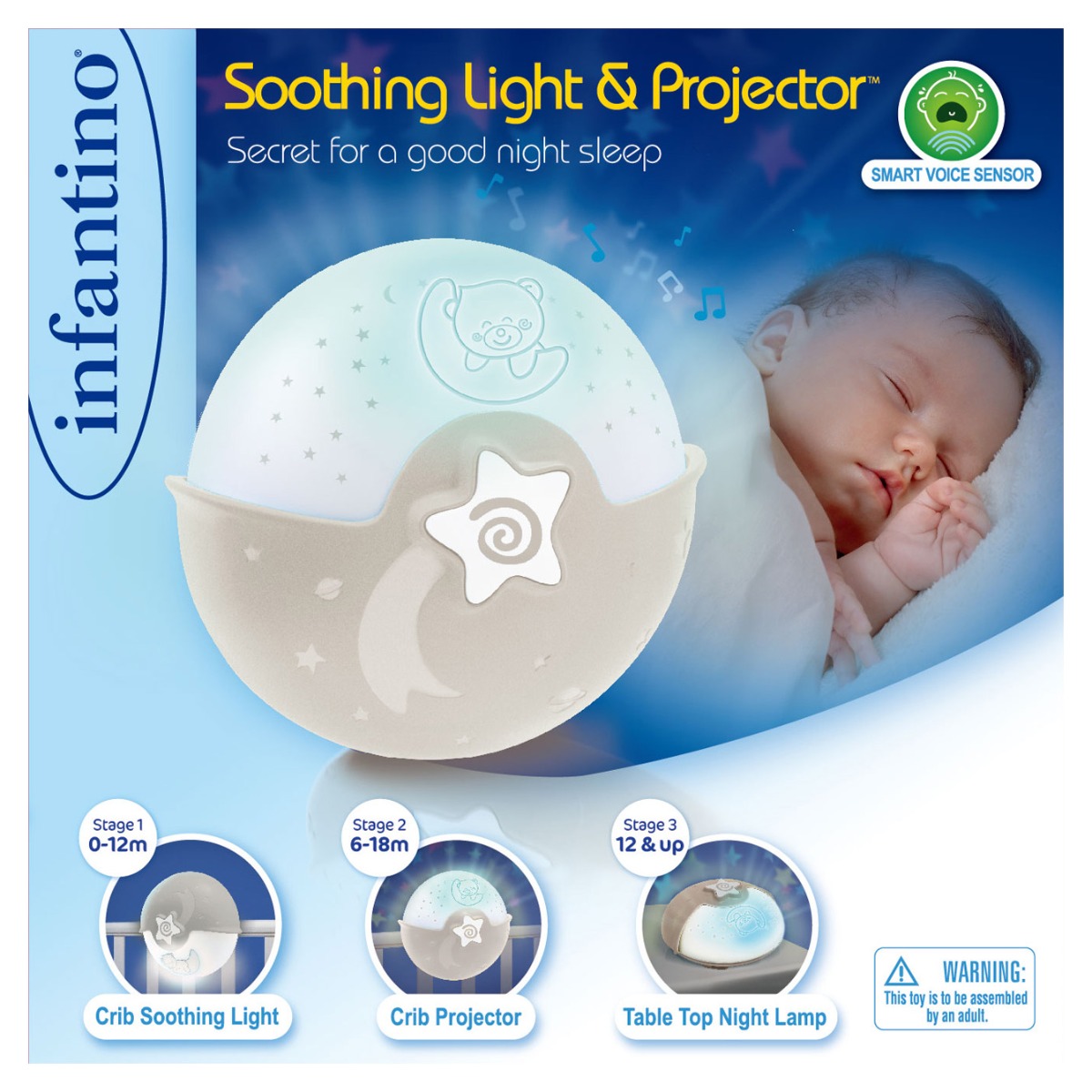 Lampa de veghe cu proiectie, Infantino, Bej