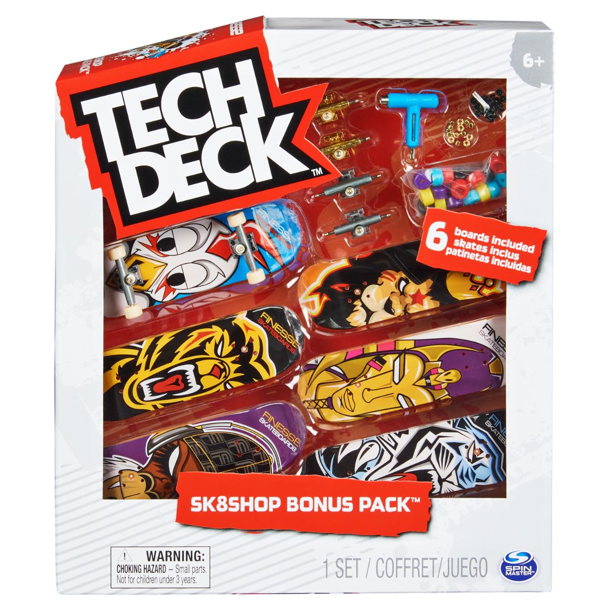 Set 6 mini placi skateboard, Tech Deck, Bonus Pack, 20136708 20136708 imagine 2022