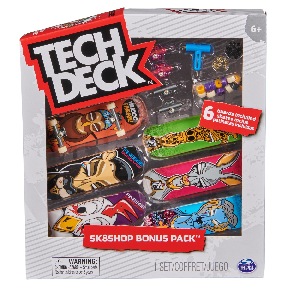 Set 6 mini placi skateboard, Tech Deck, Bonus Pack, Finesse, 20140842