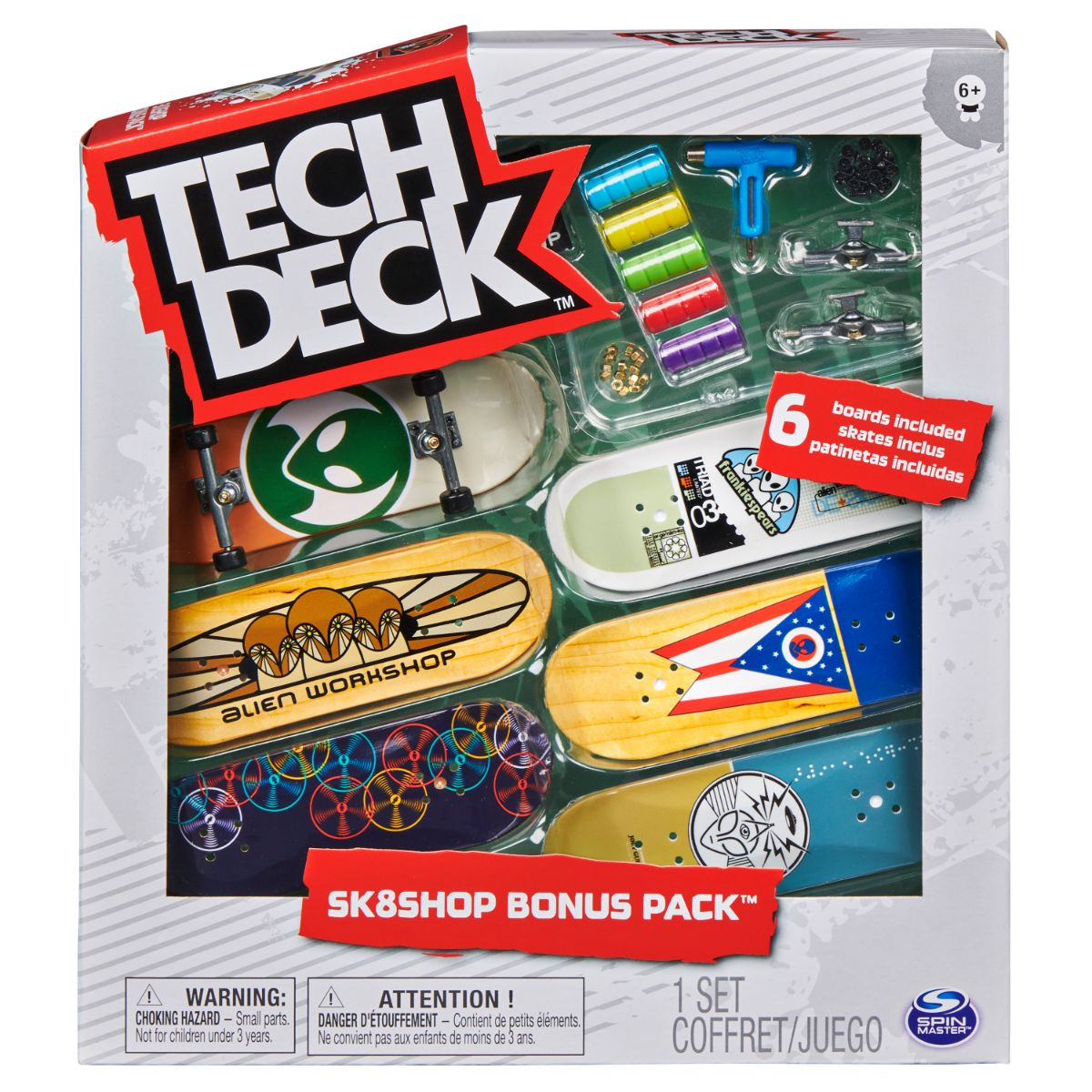 Set 6 mini placi skateboard, Tech Deck, Bonus Pack, 20134215