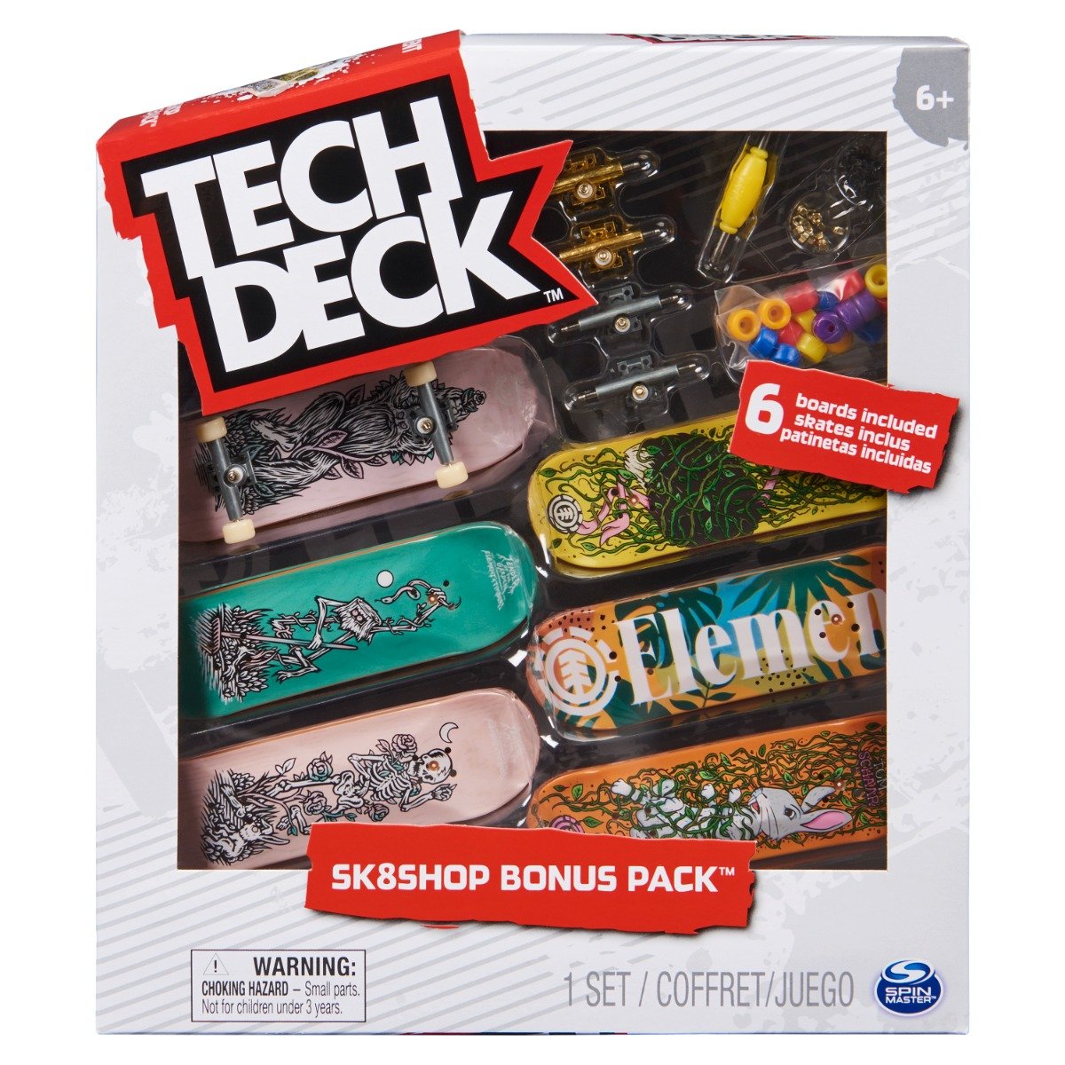 Set 6 mini placi skateboard, Tech Deck, Bonus Pack, Element, 20136709