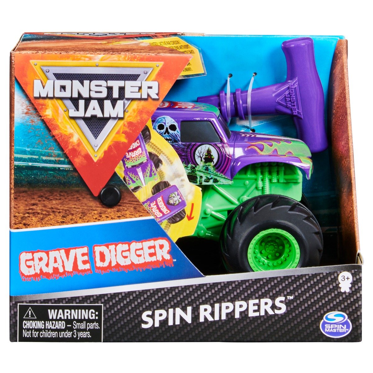 Masinuta Monster Jam, Scara 1:43, Grave Digger Spin Rippers Monster Jam imagine 2022