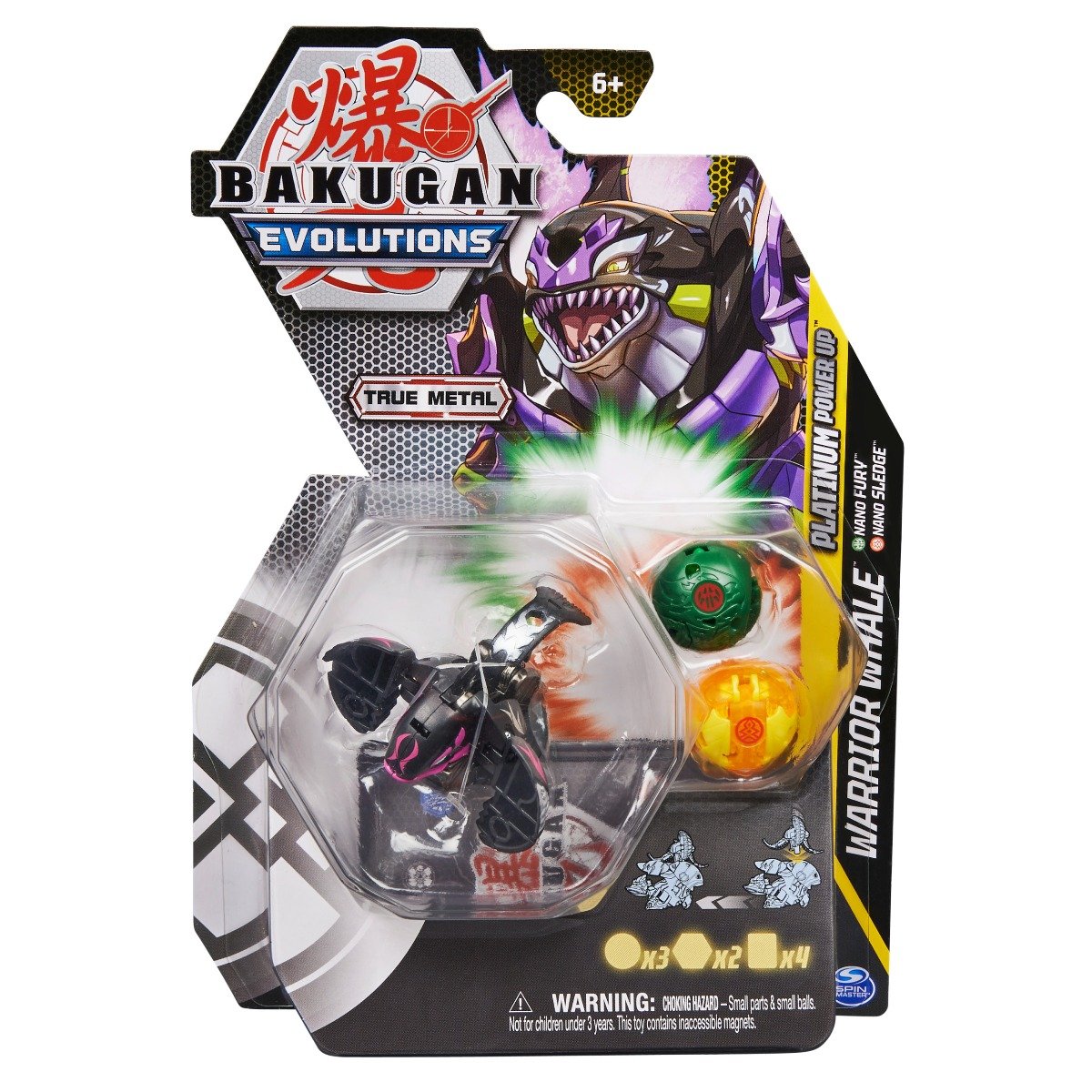 Figurina metalica Bakugan Evolutions, Platinum Power Up S4, Warrior Whale, 20138080 Figurine 2023-09-25