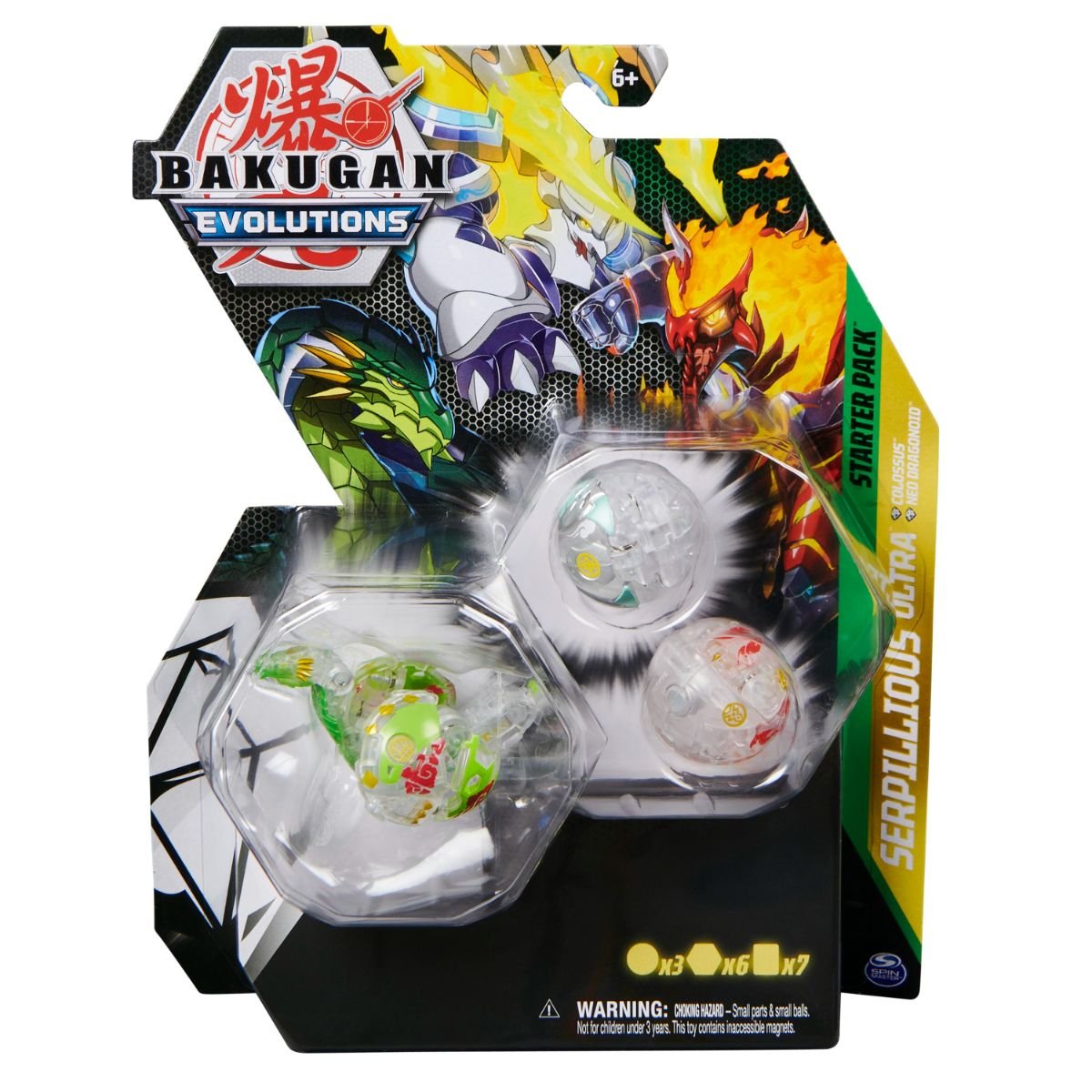 Figurina Bakugan Evolutions, Starter Pack 3 piese, Serpillious Ultra, S4, 20137400