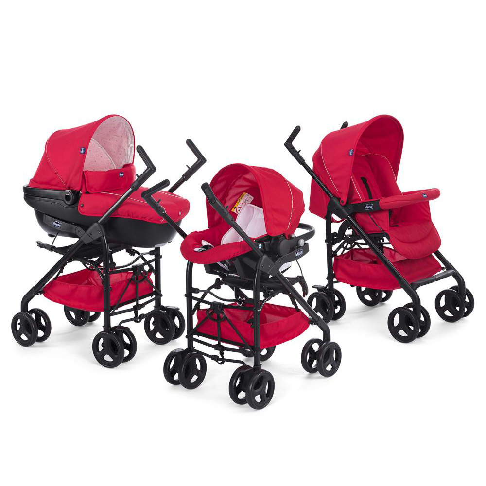 Carucior 3 in 1 chicco trio sprint, rosu, 0 luni+
