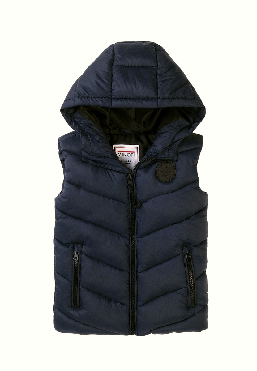 Vesta cu fermoar si gluga, dublata, minoti, 7bgilet, bleumarin