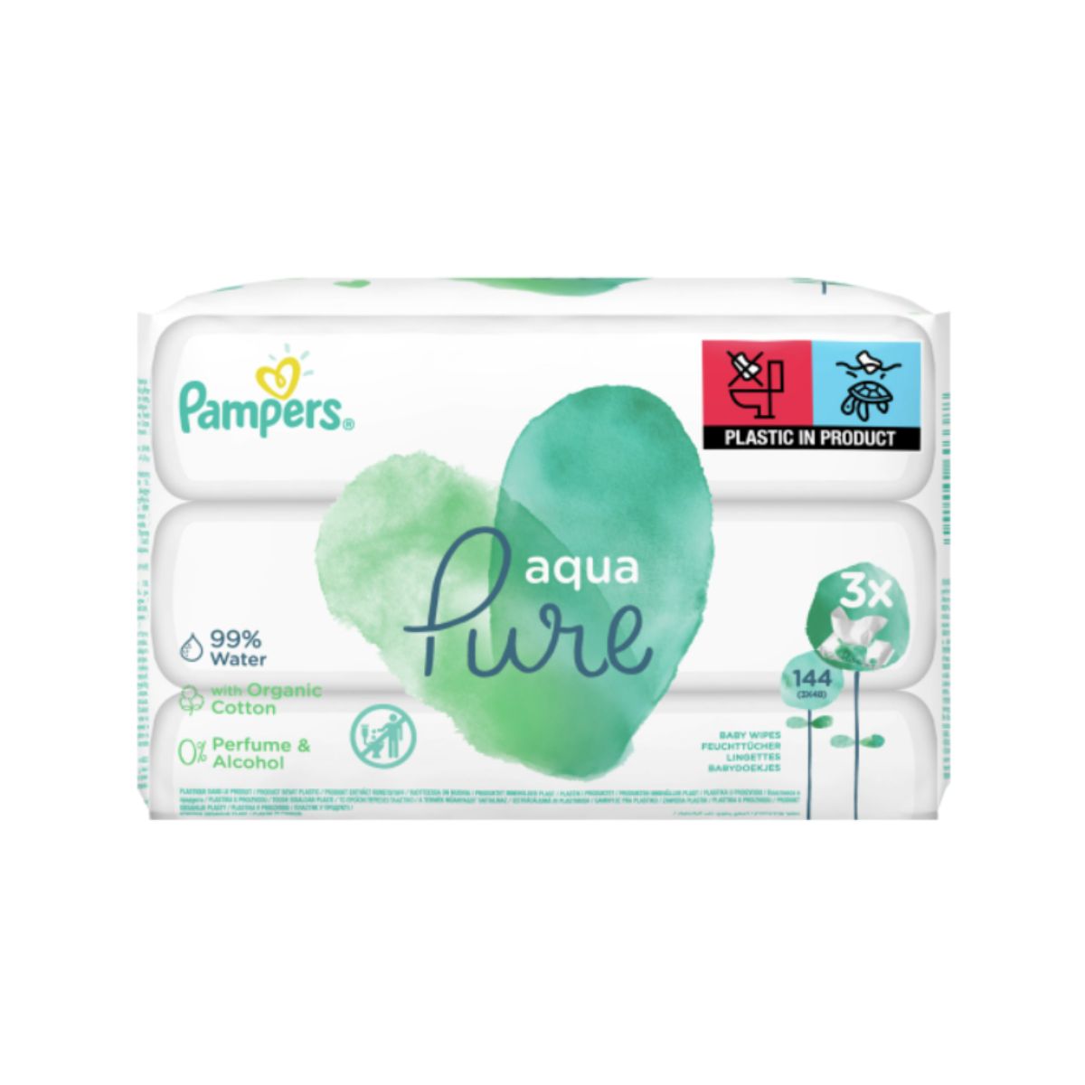 Servetele Umede Pampers, Aqua Pure, 3 Pachete x 48, 144 buc 144