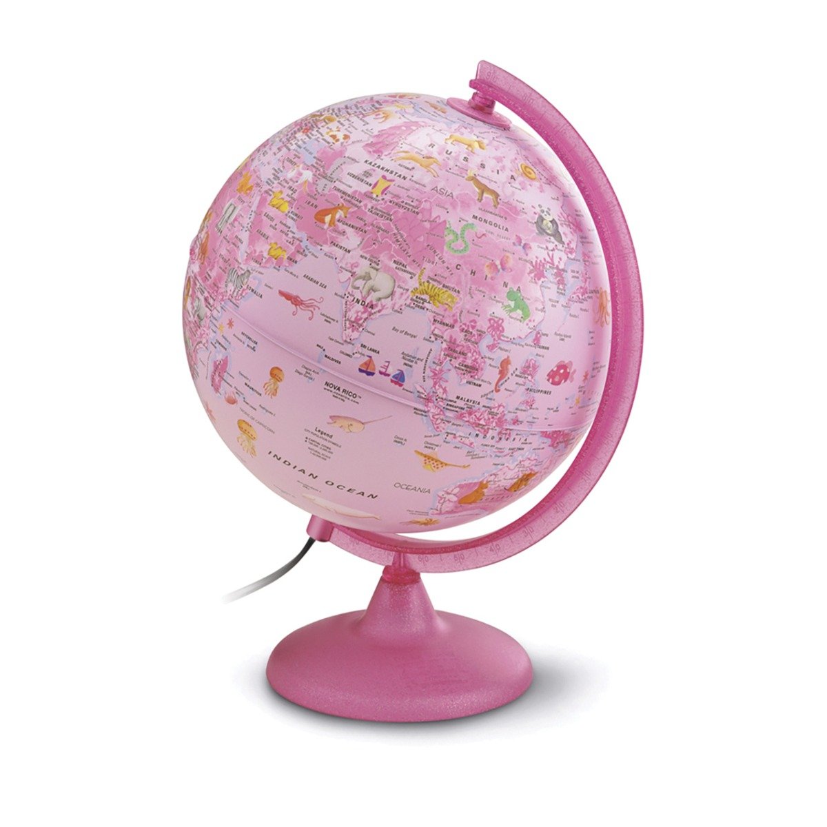 Glob pamantesc iluminat, Tehnodidactica, Pinkzoo, 25 cm