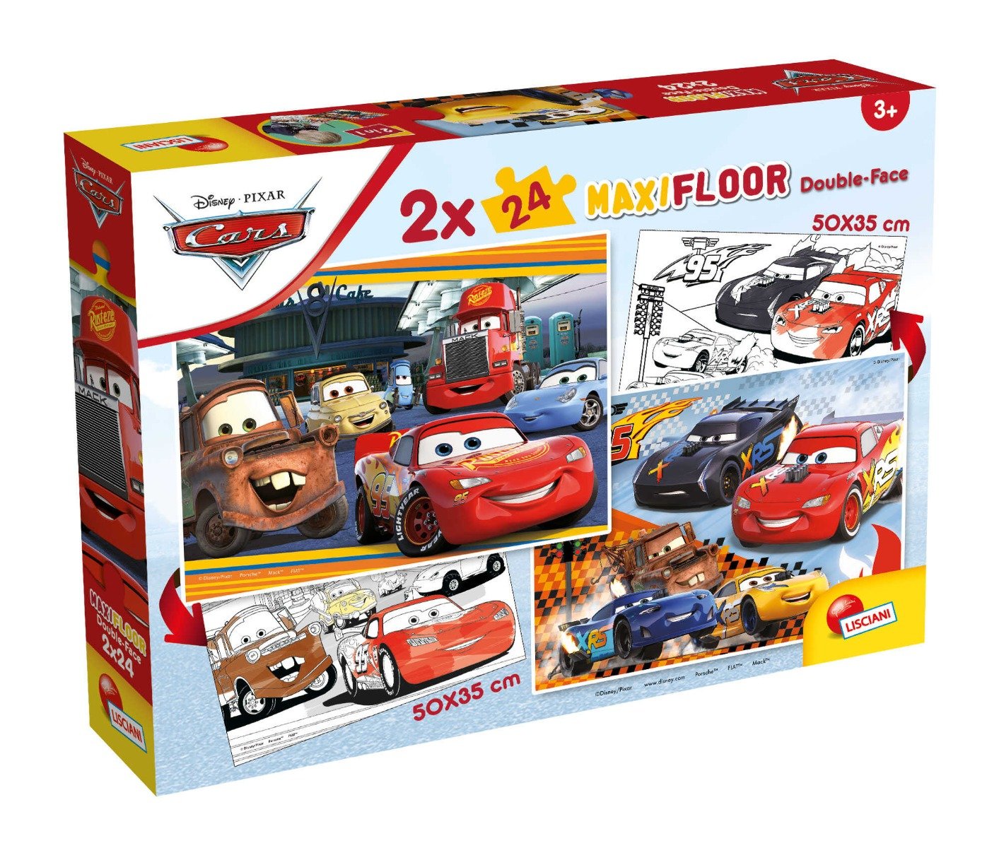 Puzzle de podea, Lisciani, Disney Cars, Maxi, 2 x 24 piese